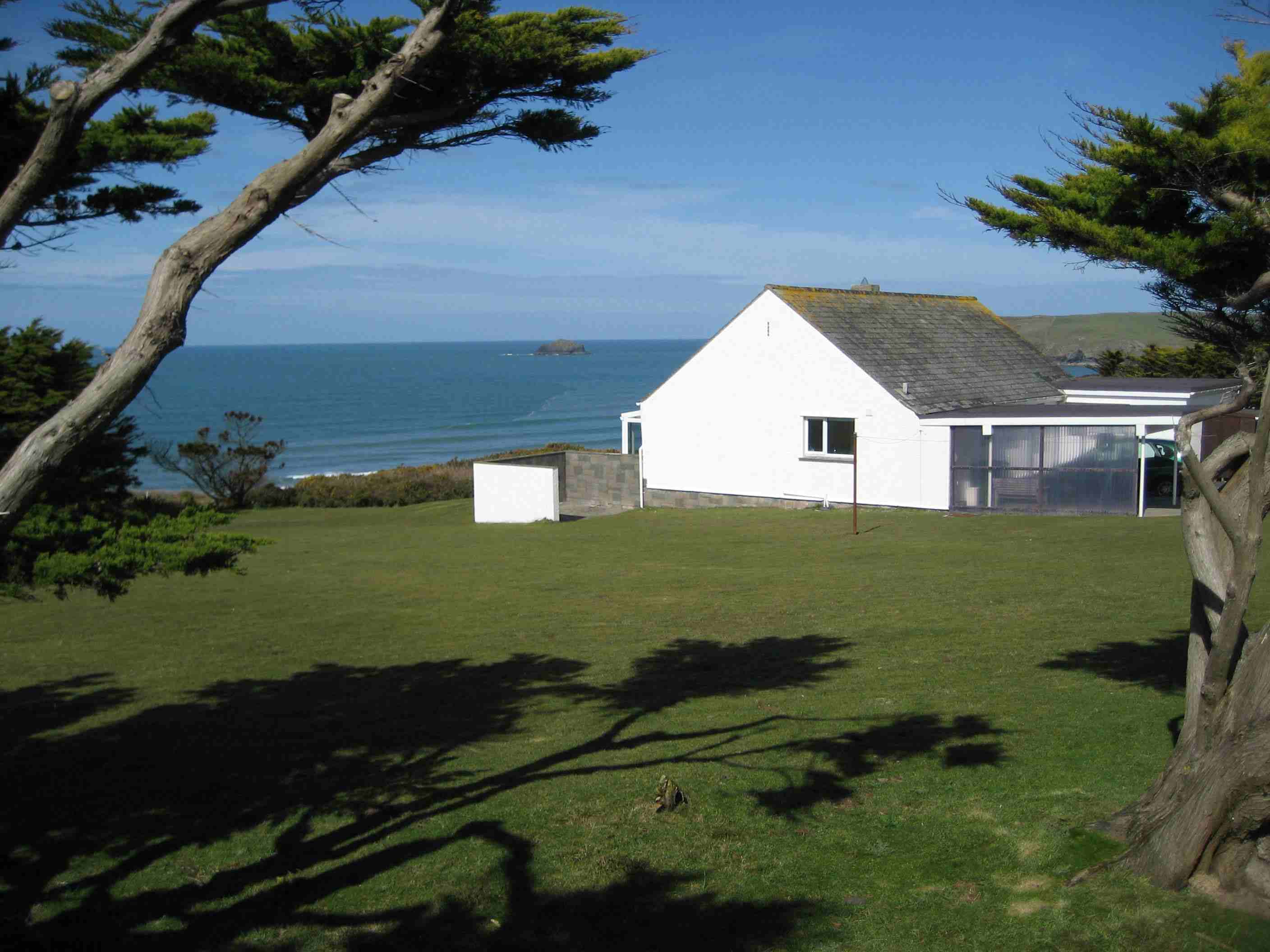 Looking across the field to the house